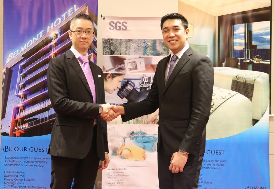 Photo Caption: General Manager of The Belmont Hotel Manila warmly welcoming John Reily Baluyot, SGS Product Manager for Travel and Hospitality, Southeast Asia and the Pacific to his hotel.
