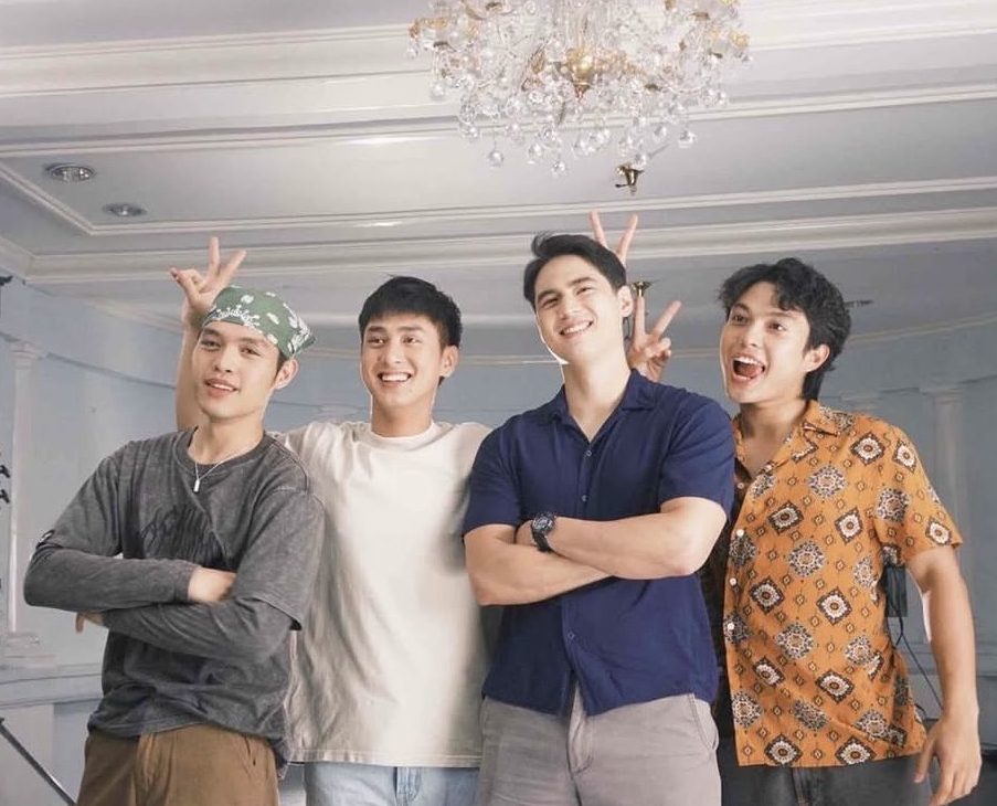 Gian Bernardino poses with his One for the Road co-stars Elijah Canlas, JM Ibarra, and Emilio Daez.
