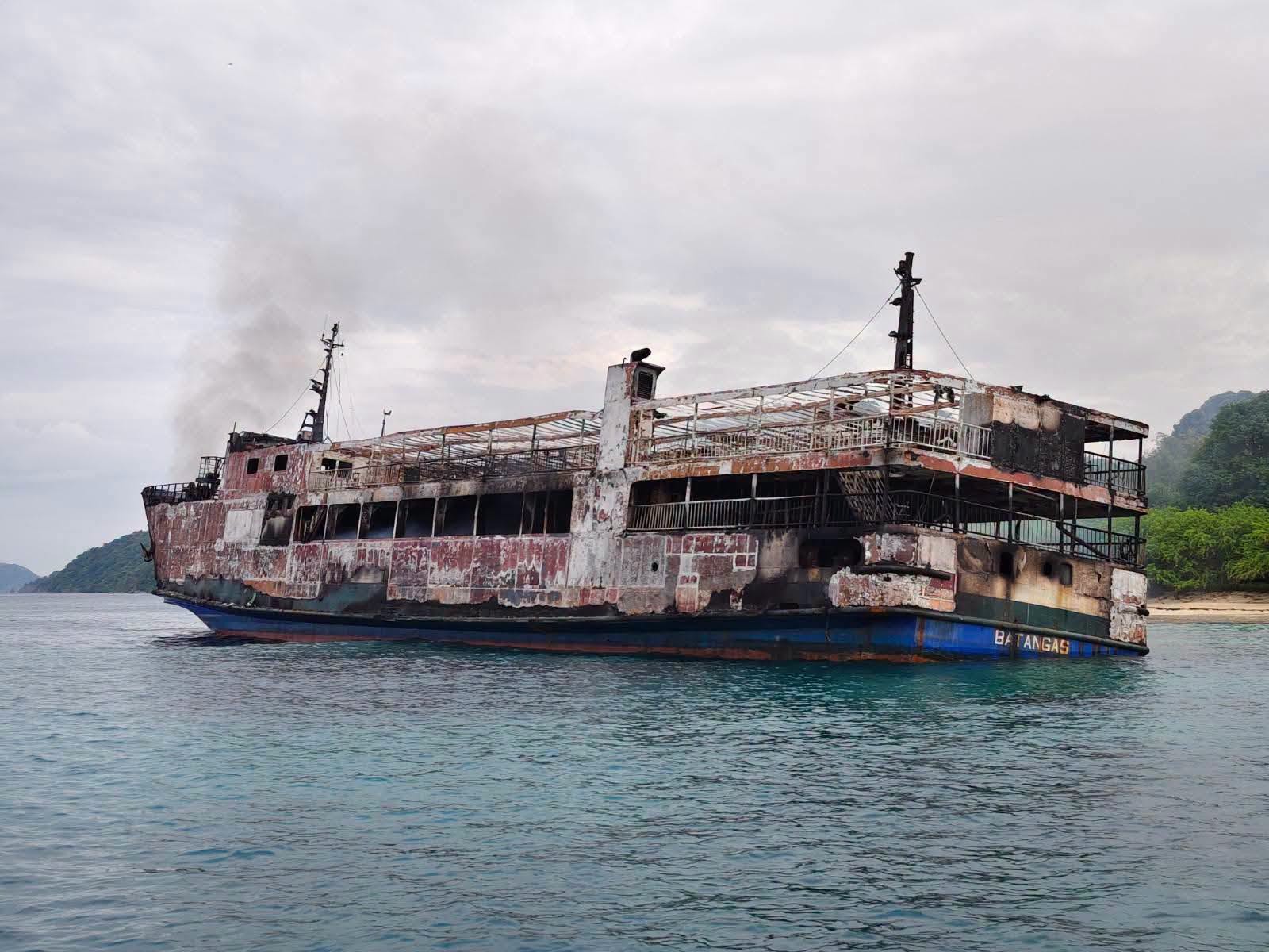 MV June Aster on September 9 caught fire in Coron. Palawan