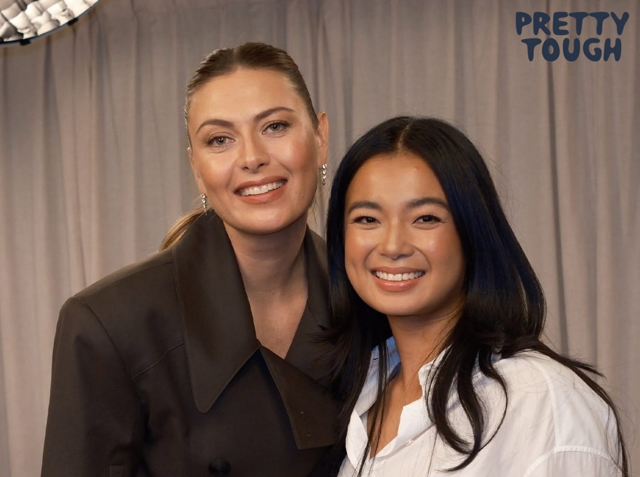 Alex Eala and Maria Sharapova together during Eala's guest episode of the Pretty Tough podcast